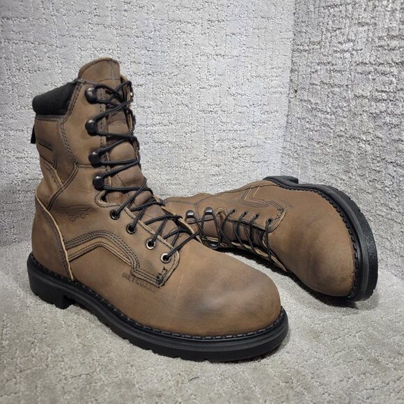 Red Wing Metguard 8" Men's Size 9D US Brown Leather Lace up Steel Toe Boots 4435 - Picture 10 of 10